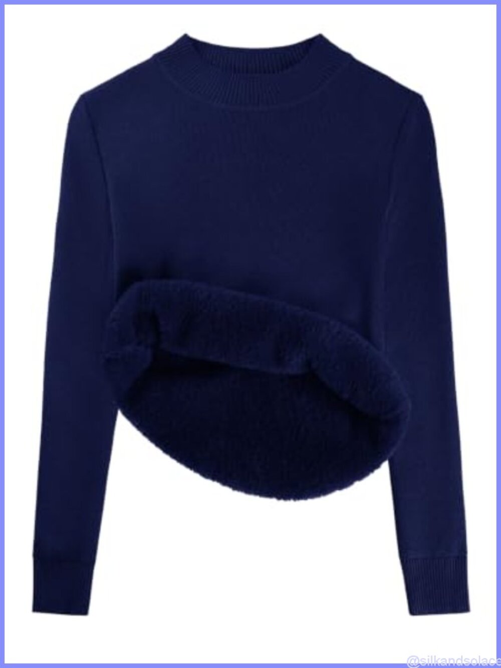 Fleece Sherpa Lined Sweater Long Sleeve Mock Neck Slim Fit Pullover